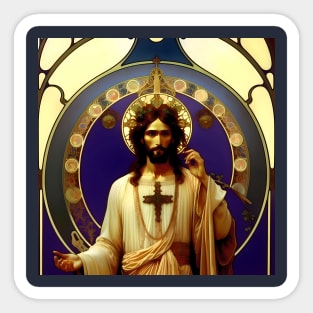 Jesus Christ - AI - Art Nouveau Sticker